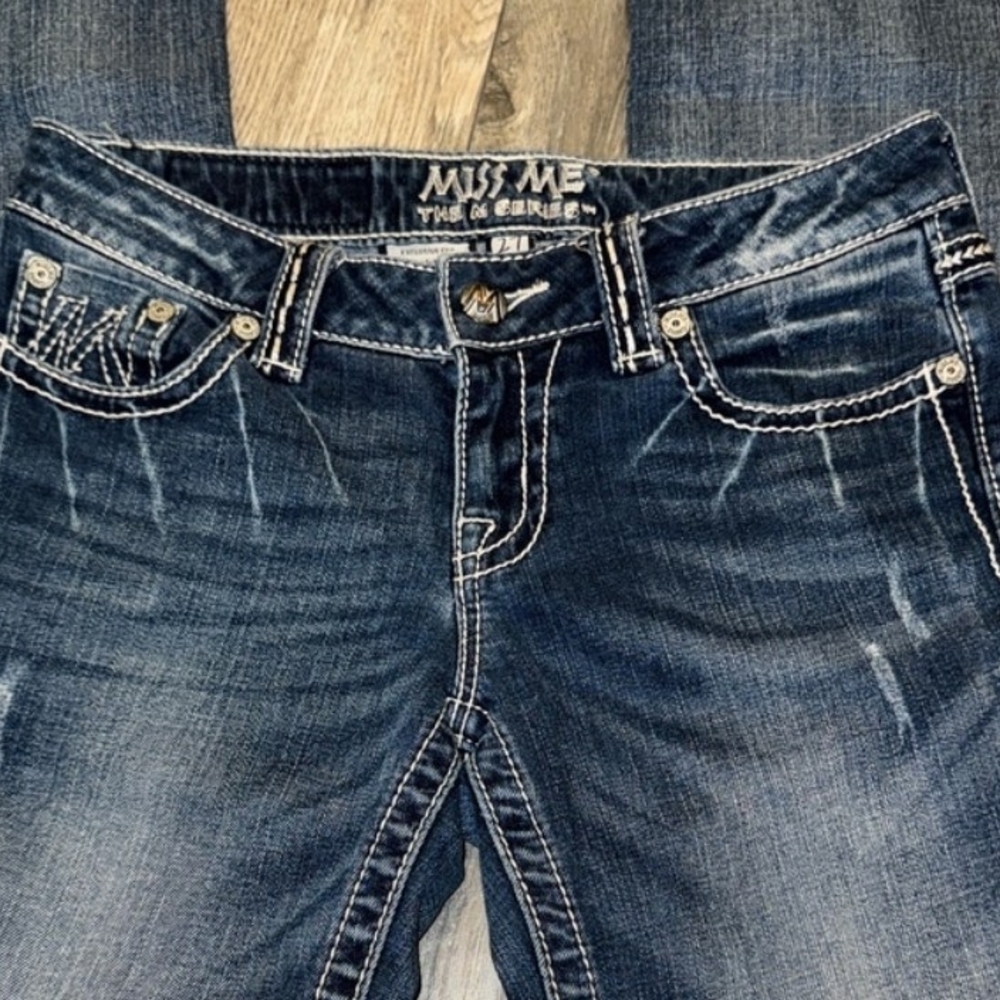 Miss Me Blue Bootcut Jeans with Embroidered Back Pockets - Picture 3 of 9